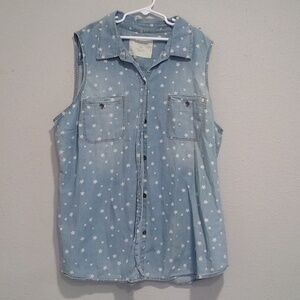 Sonoma denim tank top, stars, size XL, button up